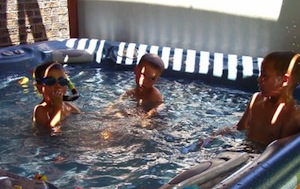 kids in hot tub