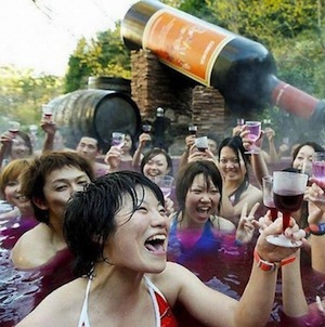 giant Japanese wine hot tub